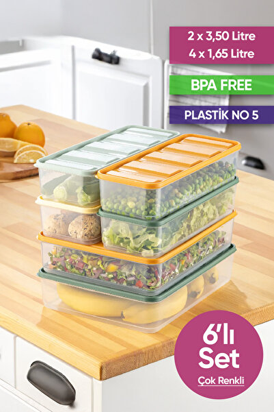 Vinoa مجموعة من 6 حاويات تخزين سعة 2x3.5 لتر + 4x1.65 لتر خالية من مادة BPA، ...