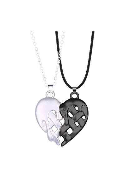 EFAYN.RO Couple chain set with magnetic heart pendant, melting heart model, s...
