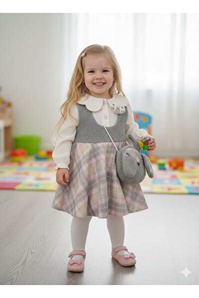 GÜL Baby Καρό φόρεμα με λεπτομέρεια και πουκάμισο με λεπτομέρεια κέντημα, κορ...