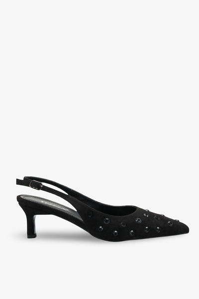 İNNABUTİKK Pantofi cu toc de piatră pentru femei Smitty - piele intoarsă neagră