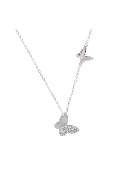 EFAYN.RO Women's delicate chain with 2 butterfly-shaped pendants, elegant mod...