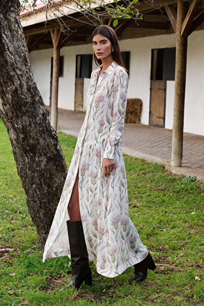 Dahlia Bianca Kamala Çiçekli Maxi Elbise