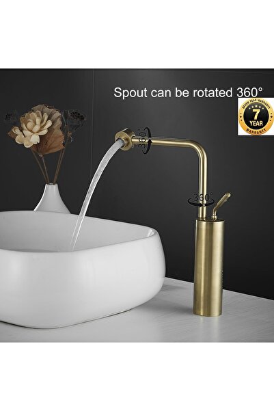 OEM Banyo Çanak Lavabo Bataryası Yeni Model Tasarım Mat Gold Renk 7 Yıl Garan...
