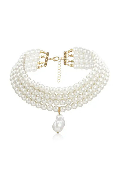 EFAYN.RO Women's beaded necklace, elegant model with asymmetrical accessory, ...