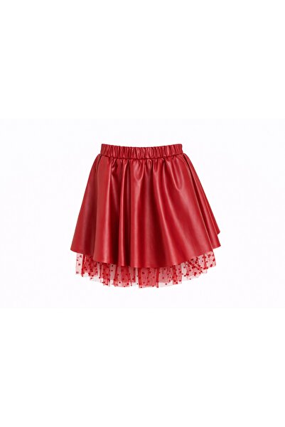 Nacar 23 Nisan 29 Ekim Gösteri Kıyafeti Kız Çocuk Deri Görünümlü Tül Detaylı ...