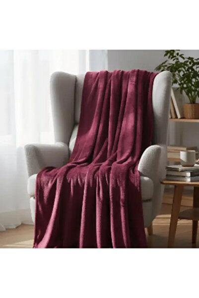 Binown Warm plain Blanket , burgundy color, 180*200