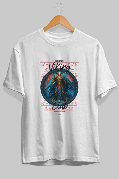 Ankhises Μπλουζάκι Heimdall με στάμπα μπροστά, λευκό, oversize, ανδρικό, γυνα...