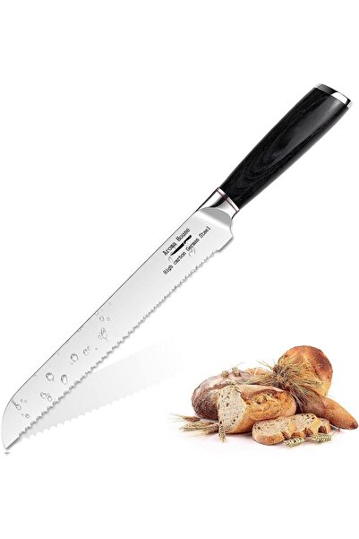 OEM Aroma House black ultra-sharp stainless steel bread knife with Anatomical...