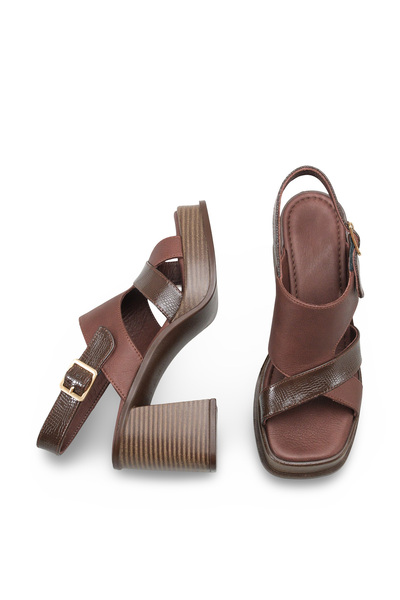 DELSOLERA Women's Genuine Leather Patent Leather Tape Detailed Platform Wedge...