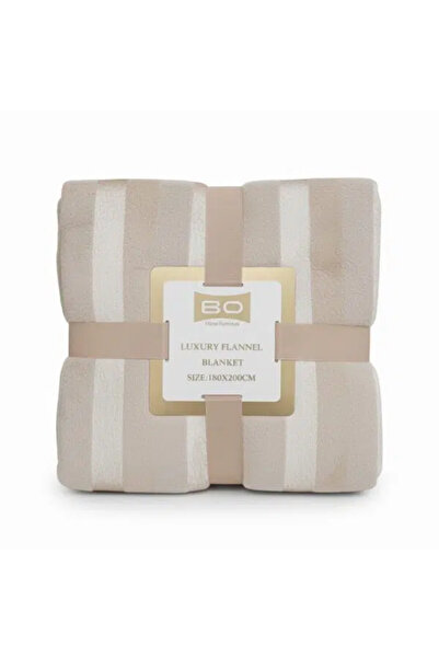 Binown Beige striped Blanket 180*200