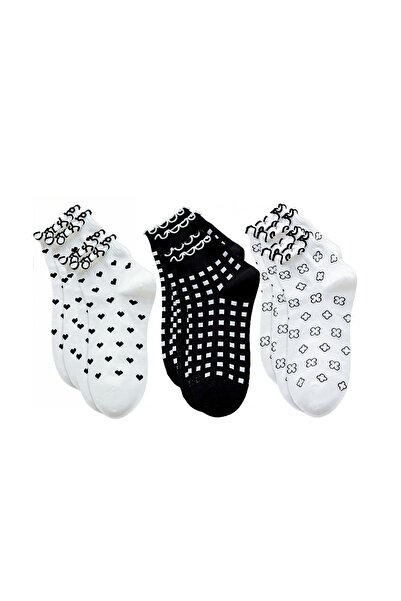 MultiColor Set of 6 Pairs of Women's Short Socks with Ruffles – Elegant and C...