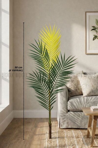 BİÇİÇEK YEDEK AREKA DALI 90CM 4 YAPRAK VE 1KG DEKORATİF TAŞ