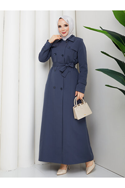Moda İncir Water-Repellent Double-Breasted Full-Length Buttoned Trench Coat