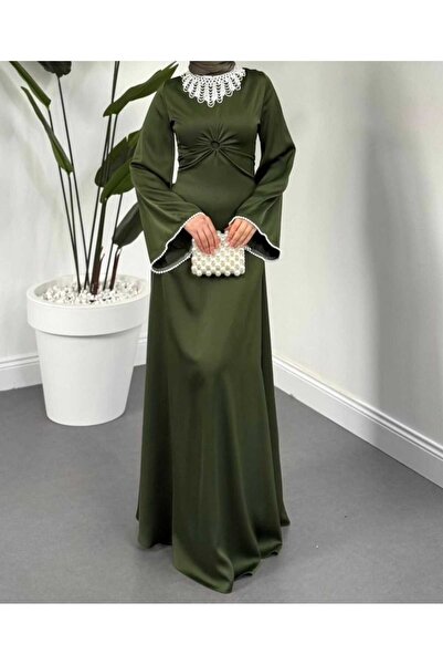 AKBAŞ yaka kol boncuklu abiye