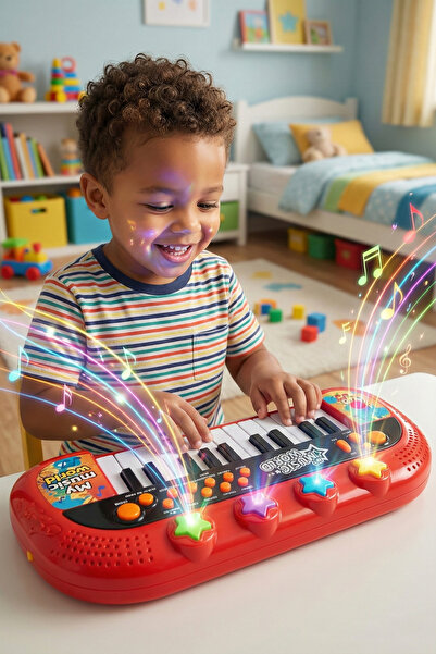 TUENGİ STORE Işıklı ve Sesli Eğitici Çocuk Org - Çok Fonksiyonlu 24 Tuşlu Kır...