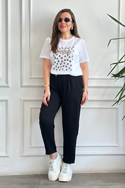 yb yağmur butik Pantaloni morcovi cu talie elastică