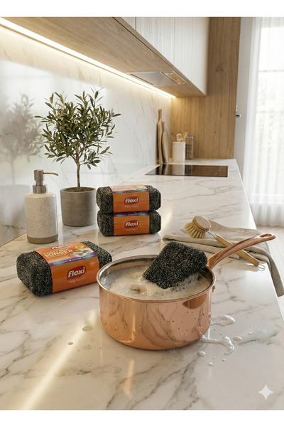 Flexi Smart Inox Sponge Set (3 Pack) - Effective Non-Scratch Cleaning for Kitchen and Dishes