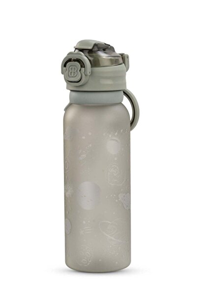 BAYBEE 900ml Kids Sipper Water Bottle with Flip Lid & Carry Rope Grey