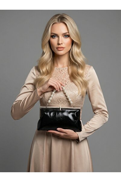 Wedding Fashion Black Color Wrinkled Patent Leather Soft Leather Metal Stone ...