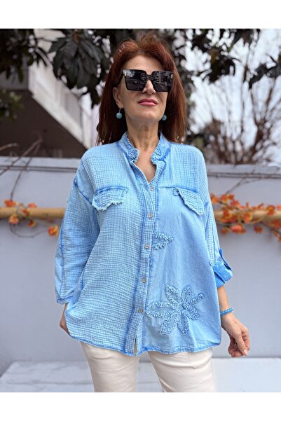 DenizEge Italian Stonewashed Shirt/Jacket Turquoise