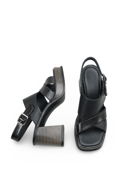 DELSOLERA Women's Genuine Leather Patent Leather Tape Detailed Platform Wedge...