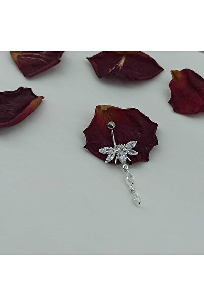 Simge Gümüş 925 Ayar Gümüş Zirkon Taşlı Yusufcuk Göbek Piercing Ebatı 3 cm