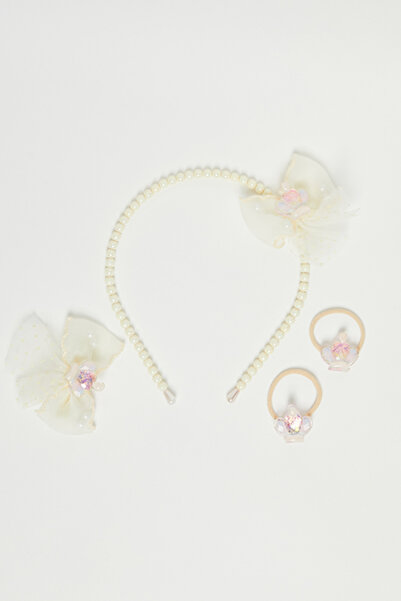 R&B Girl'S Ivory 4 Pack Hair Accessory Set