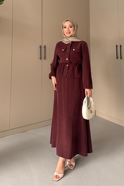 Rimel Moda بدلة جلامري بأزرار بلون البرقوق