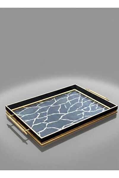FARALYAHOME Decorative Luxury Tray 49X30X4 cm Fabric Pattern Presentation Tray