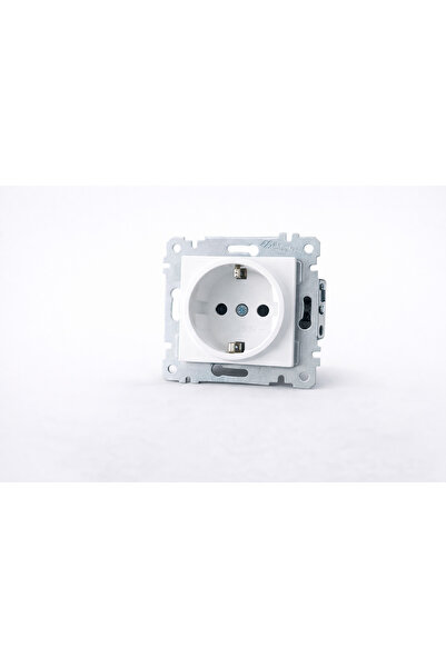 Mutlusan Grounded Socket Mechanism with Cover 16A 250V White