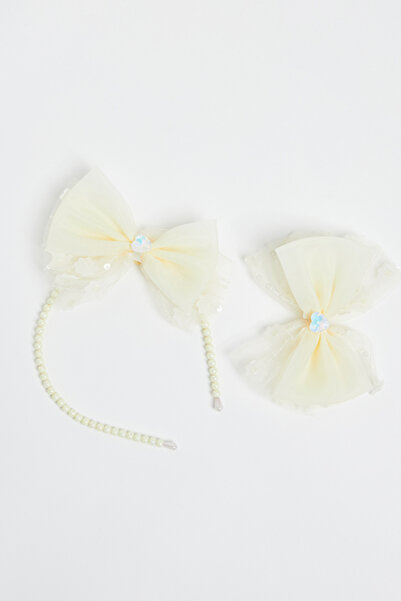 R&B Girl'S Ivory Hairclip And Headband Set