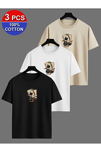 PAVRO Tricou unisex oversize cu imprimeu cu mai multe figuri tip T-shirt