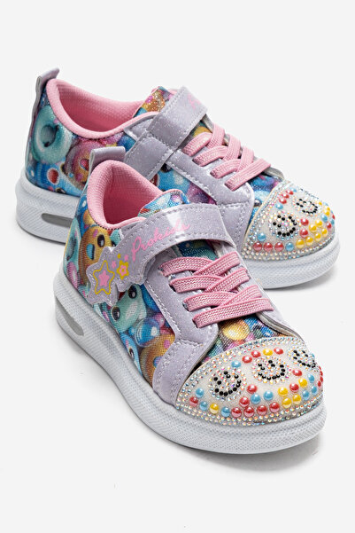 CCWAY AYAKKABI Illustrated Velcro and Stone Anorak Children's Sports Shoes 22...