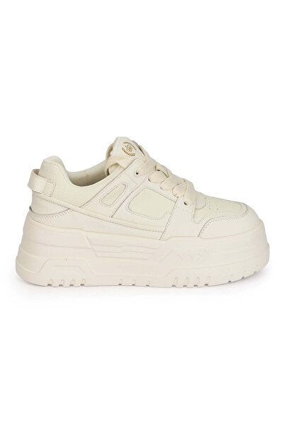 Trenddo Shoes Pantofi dama din piele naturala alba cu talpa inalta 6 cm 19057