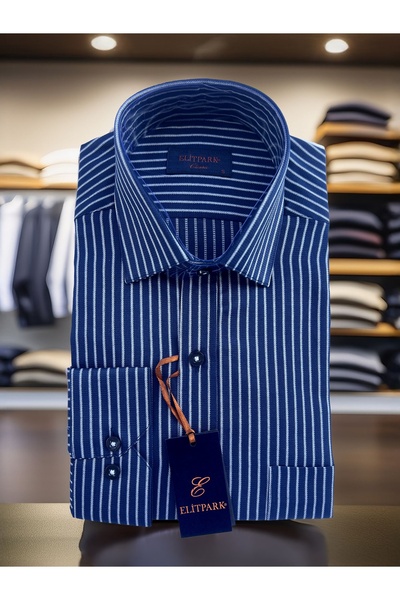 elitpark Executive Stripe Desenli Pamuklu Cepli Erkek Gömlek