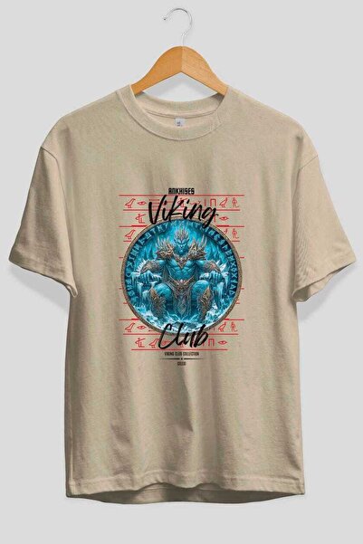 Ankhises Thrym front Štampano bež Oversize kroj T-shirt muškarci žene Pamuk o...