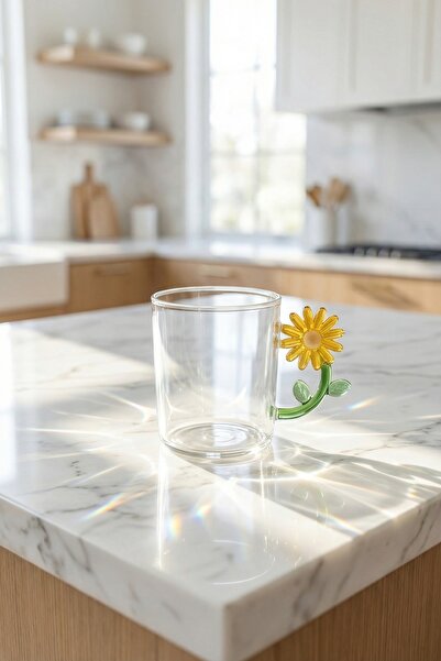 ACAR Pureglass Glass Mug with Floral Handle - 350 ml