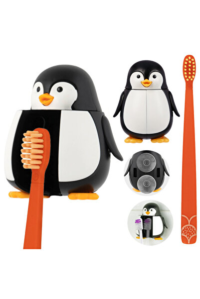 Flipper حامل فرشاة أسنان صحي للأطفال بتصميم حيواني مرح، فرشاة أسنان بشعيرات ن...