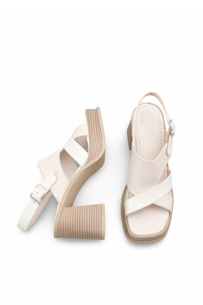 DELSOLERA Women's Genuine Leather Patent Leather Tape Detailed Platform Wedge...