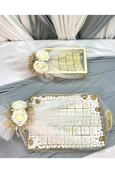 Cyz Home Süslemeli 150 Adet Cam Kutu,Tepsi Kız İsteme Çikolatası,Söz Nişan Çi...