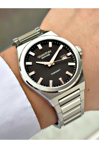 Quantum Silver Color Sapphire Glass Steel Band Steel Case Men's Wristwatch wi...