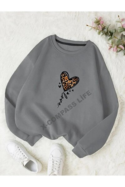 x-compass life Women'S/Girls' Love Leopard Heart Detailed Loose Cut Women's S...