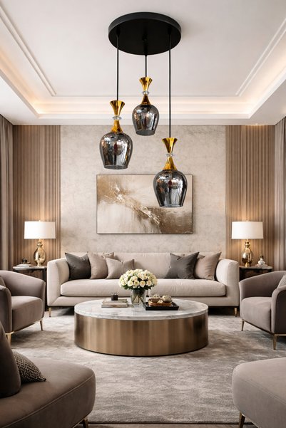 TREND KAFKAS – 3’lü Camlı modern Sarkıt Avize
