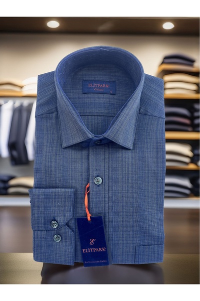 elitpark Textura Prestige Desenli Pamuklu Cepli Erkek Gömlek