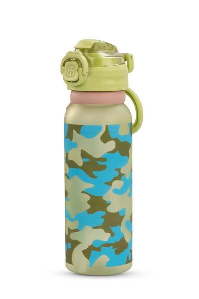 BAYBEE 900ml Kids Sipper Water Bottle with Flip Lid & Carry Rope Green