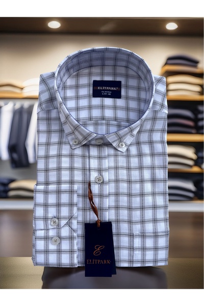 elitpark Serenity Kare Desen Pamuklu Cepli Erkek Gömlek