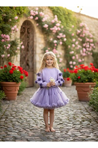 GÜL Baby Set fustă tutu din bumbac pieptănat cu pompon pentru fete, pentru să...