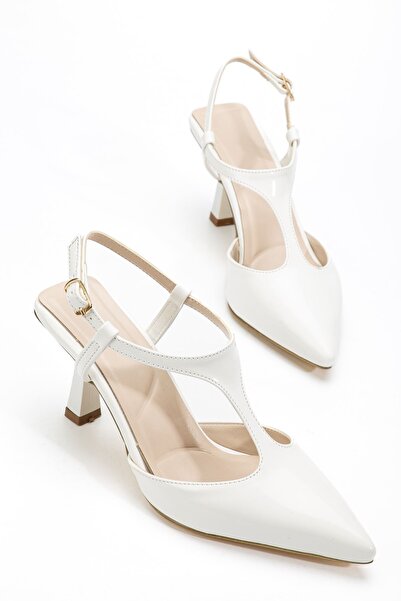 Hayalimdeki Ayakkabı Lorea Women's White Patent Leather Pointed Toe Thin Heel...