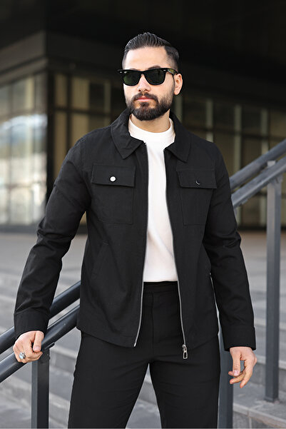 BASEL.CO Basic Linen Jacket with Pocket Flaps