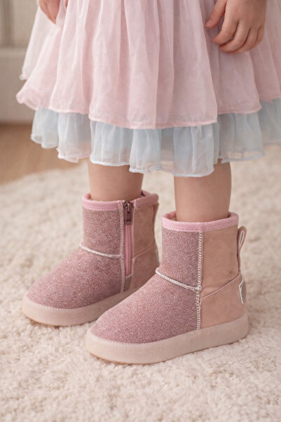 HARLİ IŞIKLI İÇİ KÜRKLÜ PUDRA KIZ ÇOCUK BOT